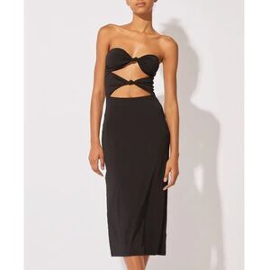 Solid & Striped Knotted Cut out Strapless Midi Dress Black XS
